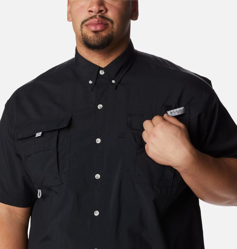 Men's Columbia PFG Bahama II Short Sleeve Shirts Black | Plus Size CA-T56CA
